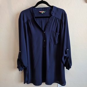 Navy blouse with button detail
